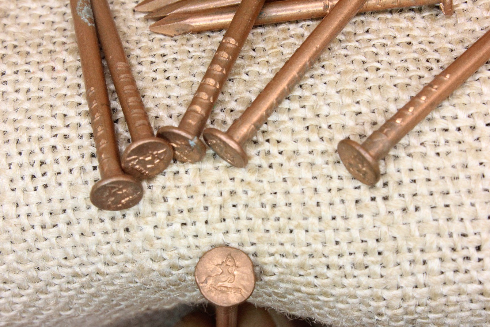 Old Copper Nail Raised Centaur Sagittarius with Bow Vintage CHASE Flat Head 