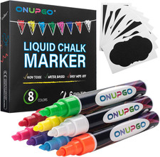 ONUPGO Liquid Chalk Markers, 8 Colors Chalk Pens for Blackboard, Chalkboard
