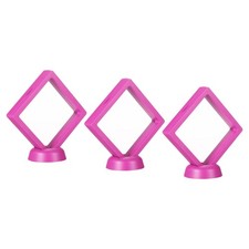 3D Floating Display Frame Coin Jewelry Case with Base 3.5" x 3.5" Pink 3pcs