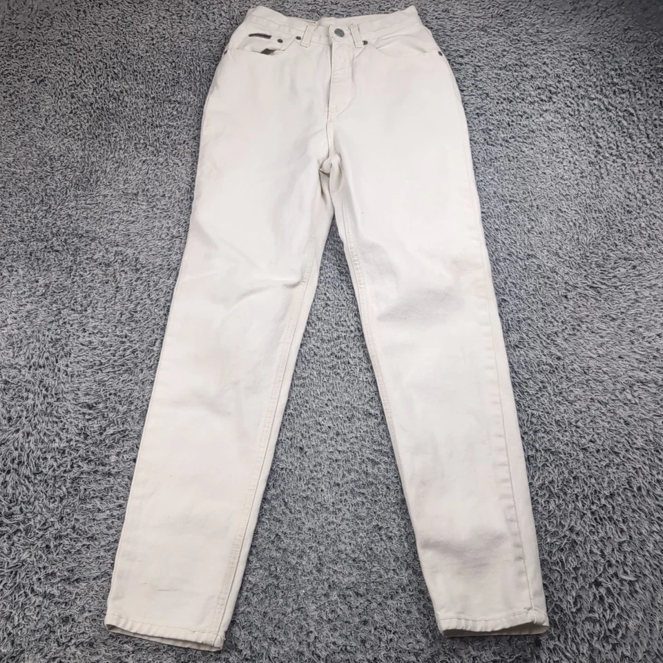Vintage Calvin Klein Jeans Women 4 Beige High Rise USA Made Retro Y2K 90s Denim - Image 3 of 4
