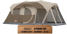 6-Person Weatherproof Tent with Screened Porch, Rainfly & Carry Bag Included