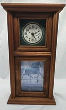 Vintage Noel Woodcraft Mantle Or Wall Clock Changeable Horse Picture Tested