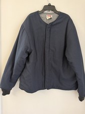 Bulwark FR Jacket Men  s Large Navy Blue Flame Resistant Quilted Snap Up