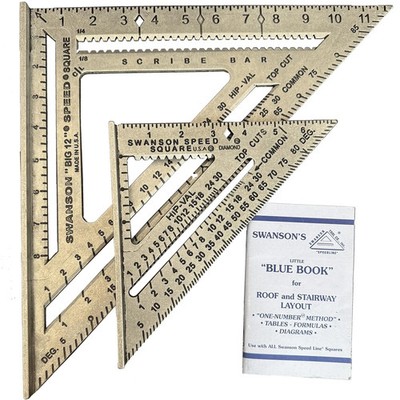 Swanson Tool Combo Speed Square Set 7 Inch and 12 Inch Ruler for Carpentry