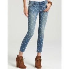 Free People Ditsy Floral Print Cropped Skinny Jeans Size 28