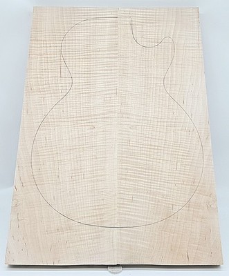 Carve Top 3A Curly Maple-Glued Up-Discounted- Knots 21 x 15-1/2 - 14-1/4 x 15/16