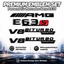E63S AMG V8 Biturbo 4MATIC f&uuml;r Mercedes Benz 3D Emblem Schriftzug Logo Heck Satz