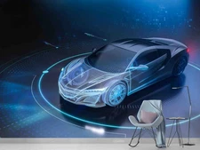 3D Digital Technology Sports Car Wall Murals Wallpaper Murals Wall Sticker