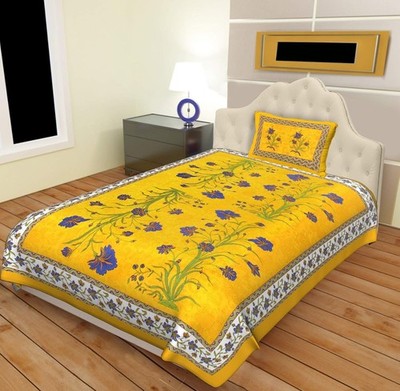 Traditional Printed Single Bed Sheet with One Pillow Cover IB 172