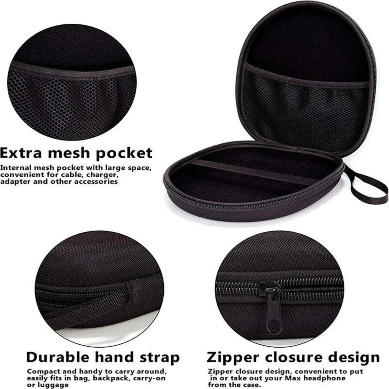 Universal Hard Headphone Storage Carrying Case Black