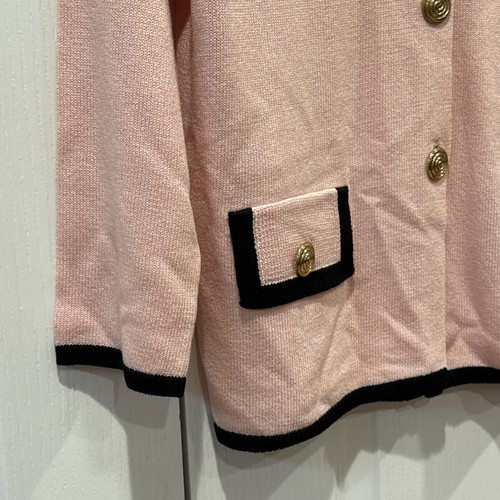 Giacca cardigan rosa stile francese Laura by Alyzia bordo nero bottoni oro TG 14 - Foto 2 di 8