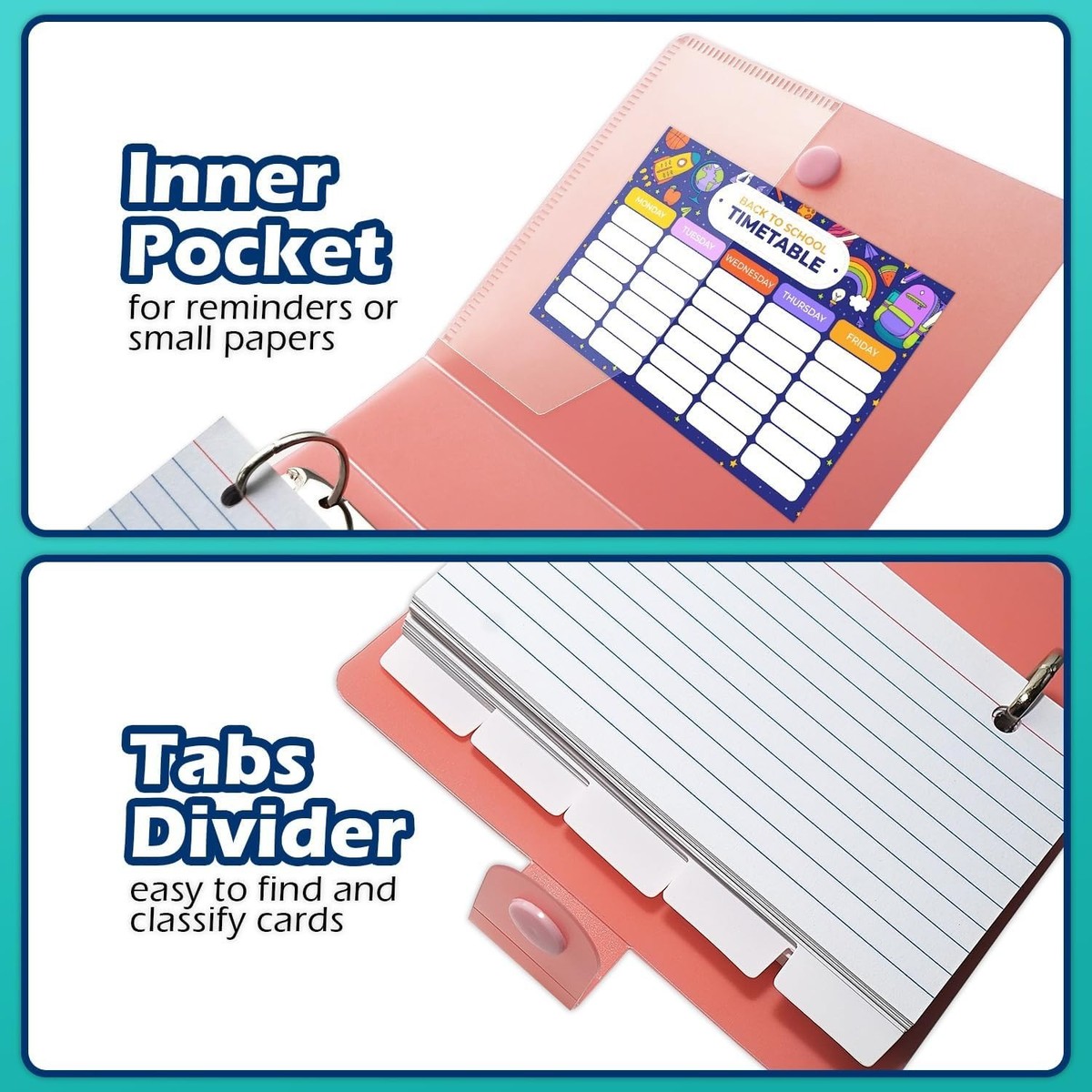 3x5 index card ring binder Index Card Binder, 3x5 Lined Index Cards with Ring Holder and Dividers, Mini Binder, Index Cards with Ring, Small Organized Folder for Recipes, Card Binder Organizer Binder Notebook for Office H -