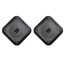 2pcs Shower Drain Hair Catcher 5.7" Dia with Detachable Suction Cup Black