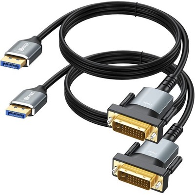 DisplayPort to DVI Cable 6ft 2-Pack Male to Male High Speed Gold-Plated PC