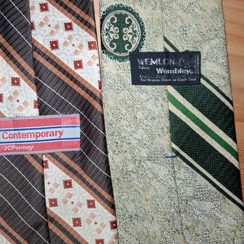 Corbata ENORME Lote 12x Mod MCM ANCHO Vintage Disco Años 70 Rayas Wemlon Jcpenney Foto 2 de 4