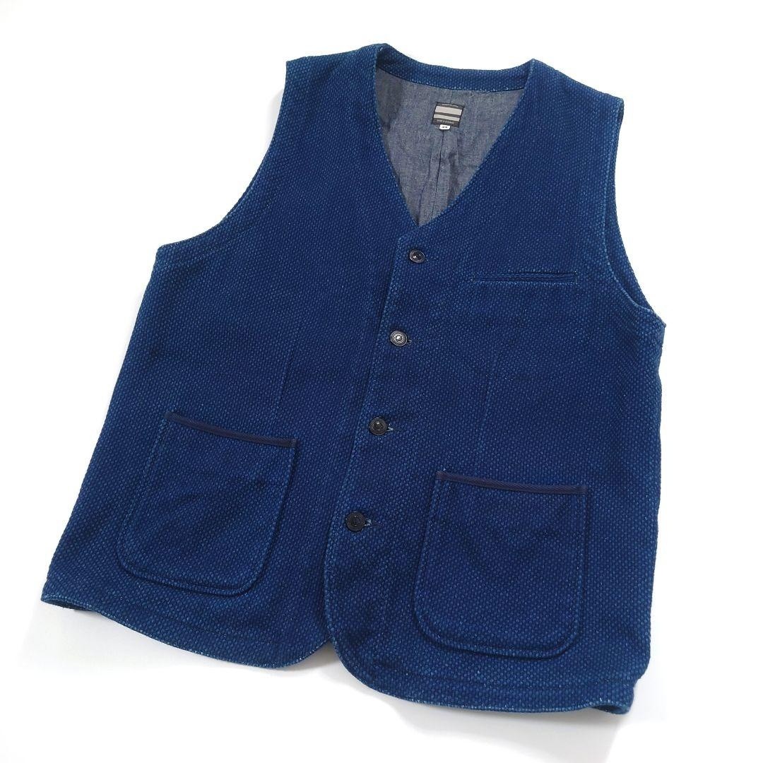 momotaro　今期　IENA NAVY ツイードジレ MOMOTARO JEANS Indigo Sashiko Vest XL (42) Japanese Denim Cotton F