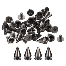 50 Sets Cone Spikes Studs, 7x10mm Studs and Spike Screw Back Rivet, Gun-black