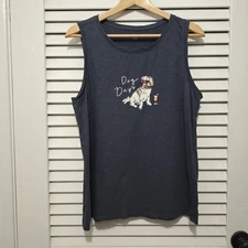 LOFT Women's Sleeveless Slub Large Dog Days Navy Blue Gray