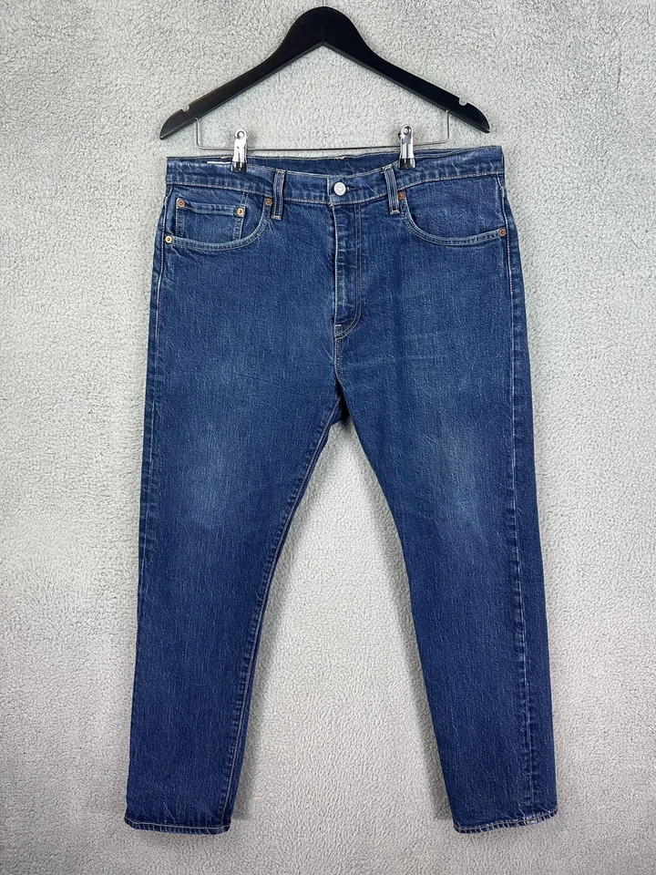 Pantalones de mezclilla Levi's 502 para hombre 36x30 azul premium pierna cónica elástica lengüeta roja grande E Foto 2 de 4