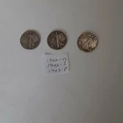 3 Walking Liberty Half Dollars 1942-D, 1942-S, 1943-P Avg. Circulated 90% Silver