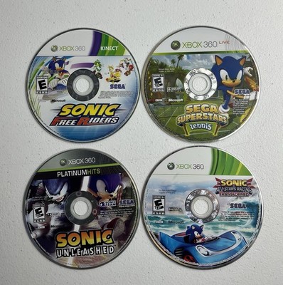 Sonic Lot of 4 Xbox 360 Games Unleashed Free Riders All Stars Tennis Disc Only