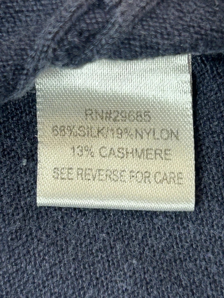 Pendleton V-Neck Sweater Womens XL Blue Cashmere Blend Cable Knit Pullover - Image 4 of 4