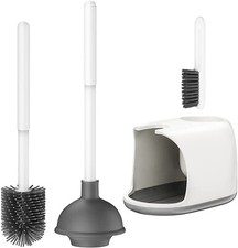 Toilet Brush and Plunger Set, 2 in 1 Toilet Bowl Brush Plunger Set with Holder
