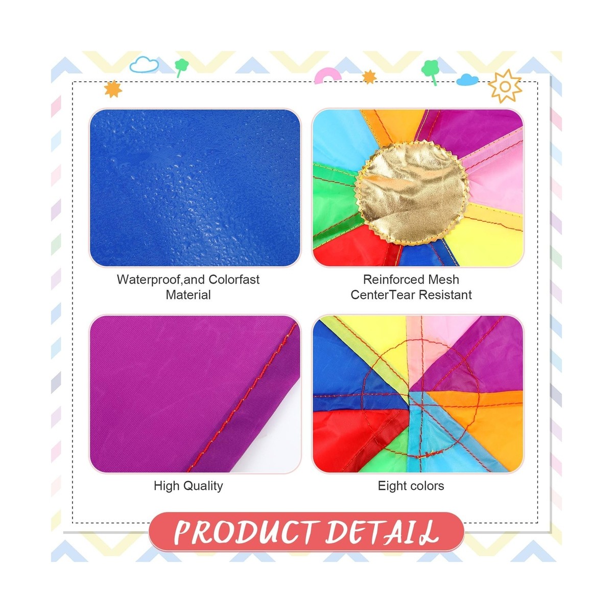 Jeu Coopératif Extérieur Poignées Parachute De Jeu LEADSTAR 2m - 8