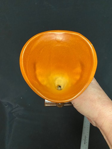 Roseville 197-6” Orange Freesia Flower Arts N Crafts Pottery Cornucopia Vase MCM - Picture 2 of 8
