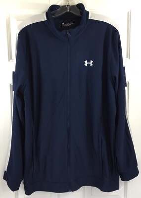Under Armour Track Jacket Mens XXL Navy White Full Zip Active