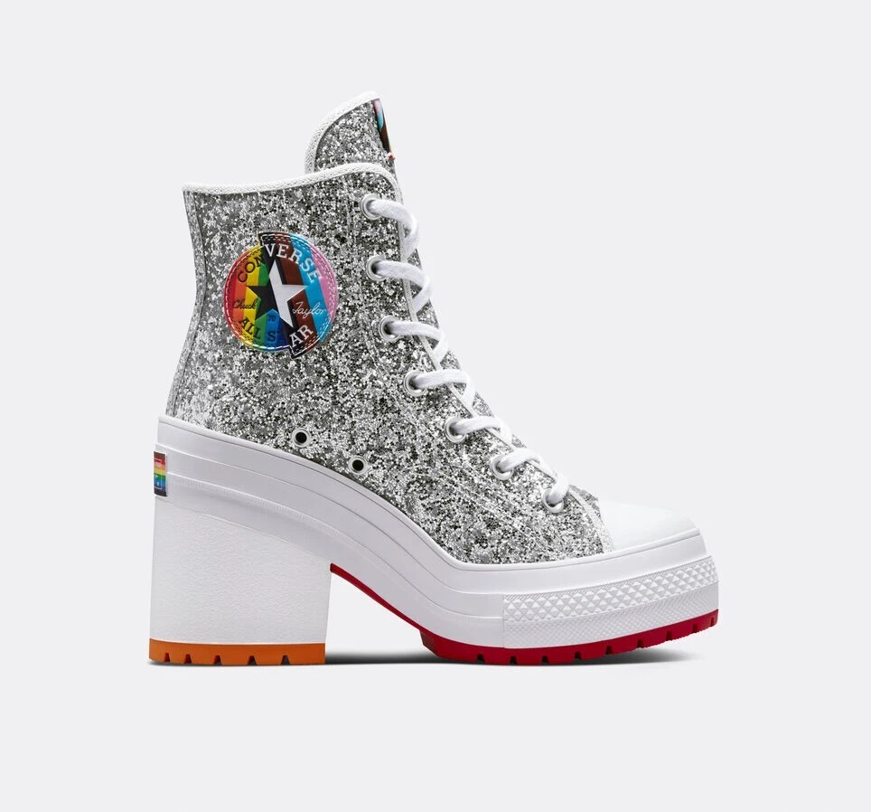 Converse Chuck 70 De Luxe Heel Pride Platform Boot Silver A06028C
