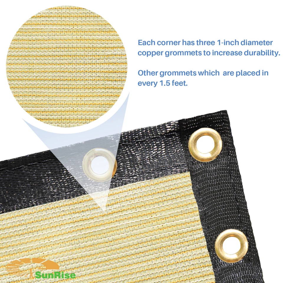 10FT beigePrivacy Fence Screen Patio Yard 95% Blockage Mesh w/Gromment - Image 2 of 4