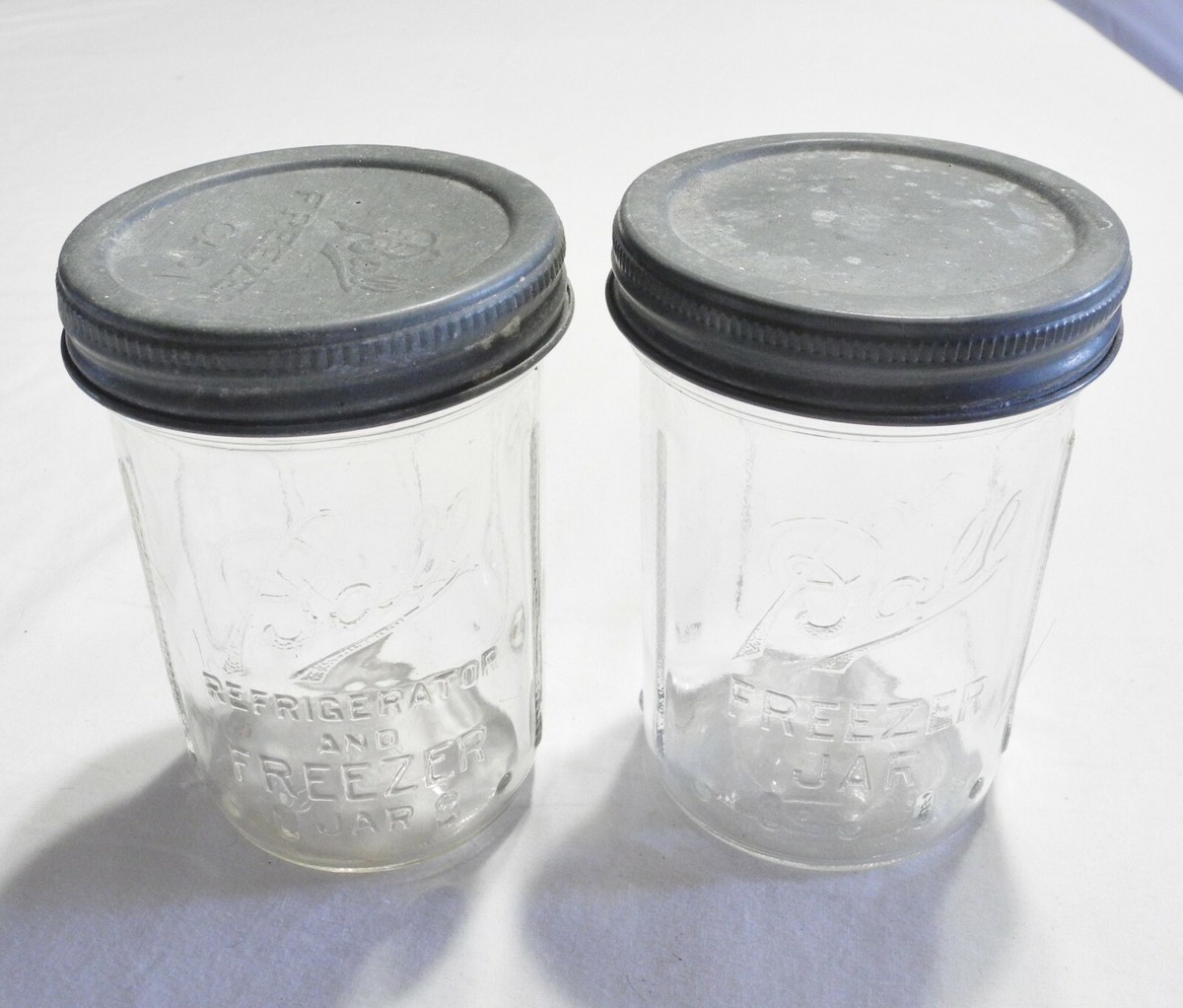 2 Vtg Ball Refrigerator/Freezer Jars w/Zinc Lids 5