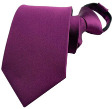 New Solid Purple 100 Silk Adjustable Zipper Pre-tied Men's Necktie Tie