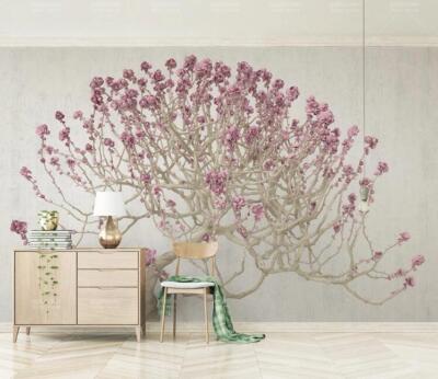 3D Pink Flower Branch ZHUA9131 Wallpaper Wall Murals Removable Self-adhesive Amy
