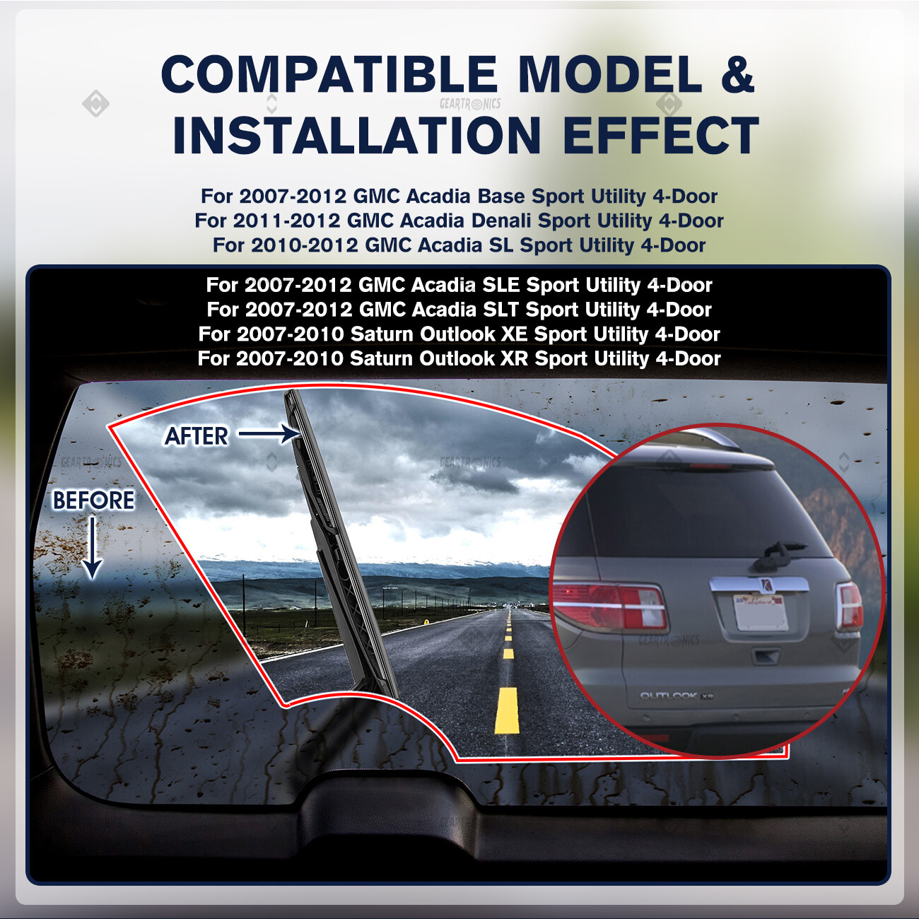 2pcs Rear Wiper Arm & Blade for GMC Acadia Saturn Outlook 20072012 OEM