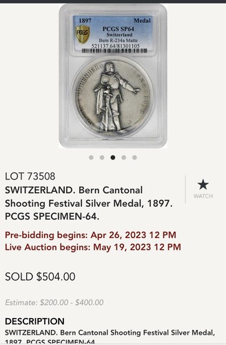 1897 Switzerland Shooting Festival Medal NGC MS63 Bern R234a Very Rare - Picture 5 of 5