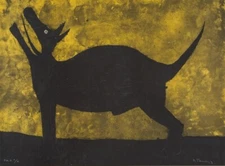 Perro Dog Art Print – Rufino Tamayo 1926 – Modernist Silhouette on Gold