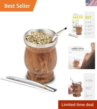 Stainless Steel Yerba Mate Cup Set with Double-Wall Insulation - Complete mat...