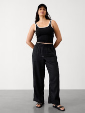 Athleta Retreat Wide Leg Linen Pant Black 851038 NWT 79 ST Small Tall