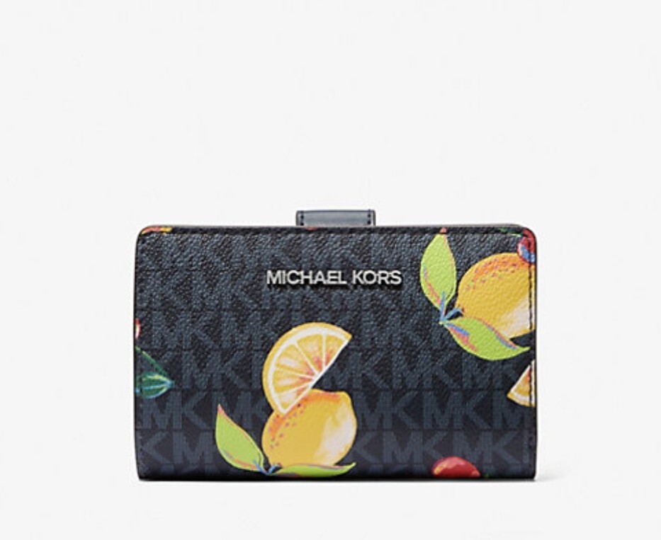 Michael Kors Jet Set Travel Medium Fruit Print Logo Bifold Wallet