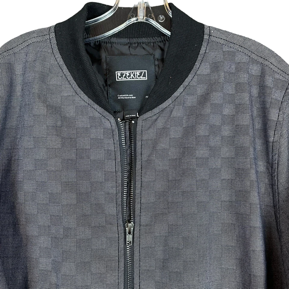 Ezekiel Lined Bomber Jacket Men’s L Gray Full Zip Cotton Stretch Pockets Coat - Image 3 of 4