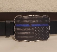 FADED BLUE LINE Wallet Belt Buckle