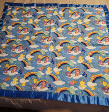 Handmade Carebears Baby Quilt With Satin Edging 44X38