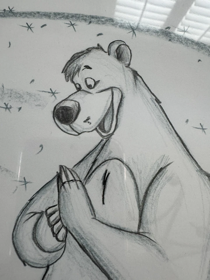 Disney Jungle Book Baloo Original Signed Sketch Drawing By Paul Banwer - Image 3 of 4