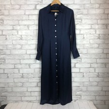 MADEWELL $128 NWT Satin Button-Front Classic Indigo Midi Shirtdress sz 6 NO175