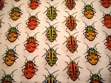 Childrens Fabric By Yard Org Yello Pnk Blu Bug White Michael Miller Cotton #C