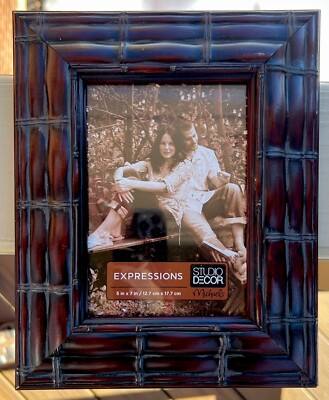 Expressions Studio Decor 5x7 Picture Frame Dark Brown Mahogany Bamboo Wood Look