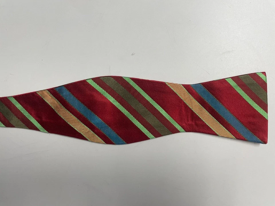 Pajarita Hombre Seda Rojo Verde Azul Punta Paisley AUTOCORBATA Pajarita Foto 4 de 4