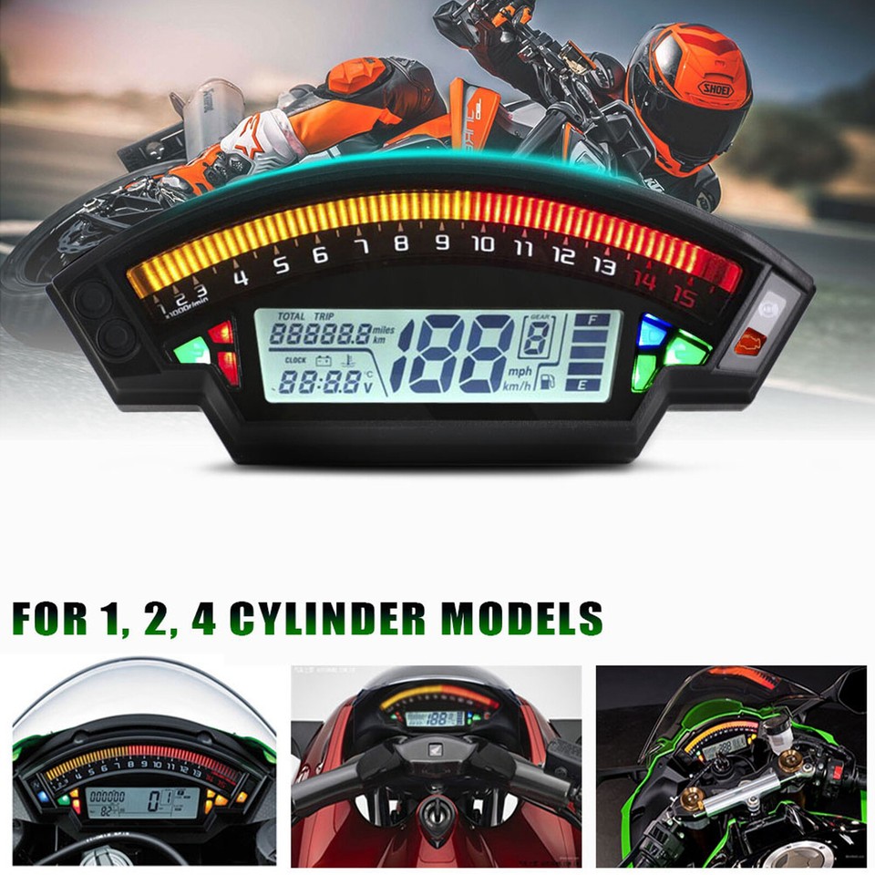 Digital Speedometer Sign Universal Motorcycle Black Tft Digital Speedometer 14000Rpm Backlight ...